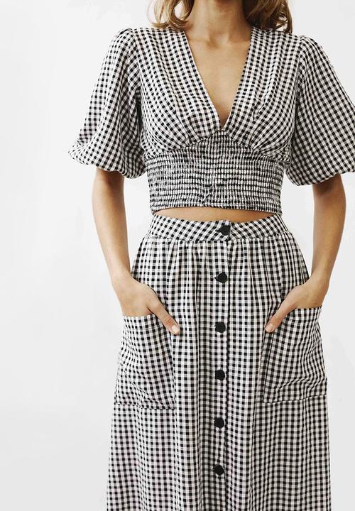 Me&B - Button through a-line skirt - black & white 