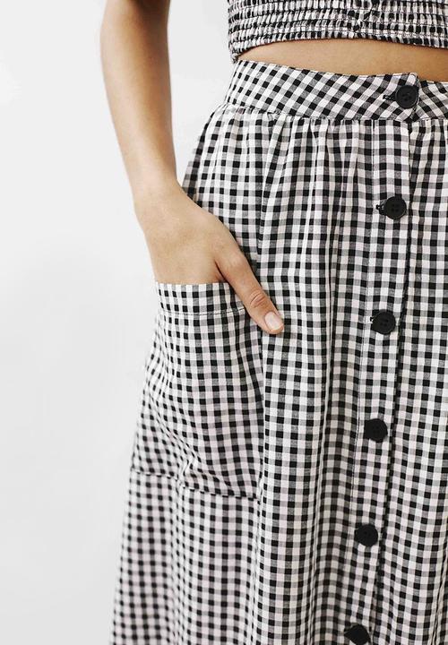 Me&B - Button through a-line skirt - black & white 
