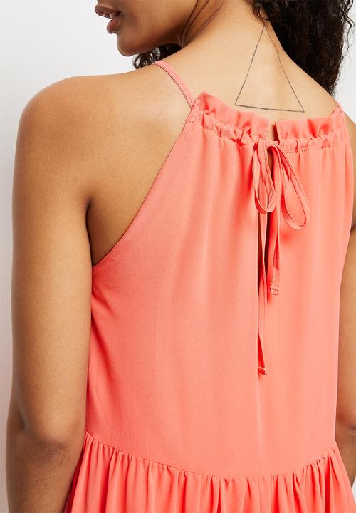 MILLA - Piecrust dropwaist mini dress - coral 