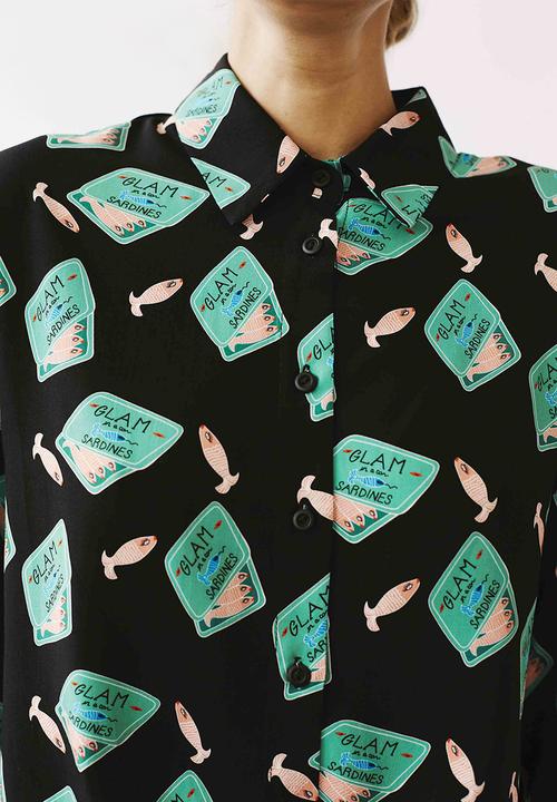Me&B - Oversized shirt in regular length - green & black 