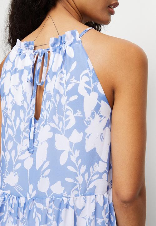 MILLA - Piecrust dropwaist mini dress - duck egg floral 