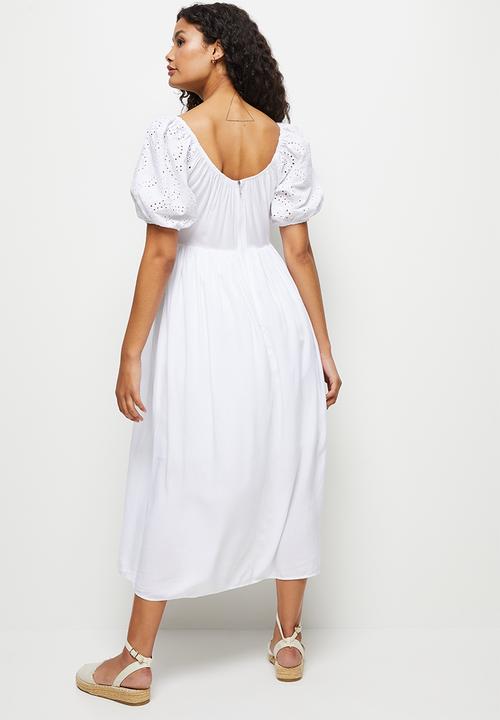 MILLA - Empire puff slv midi dress - white 