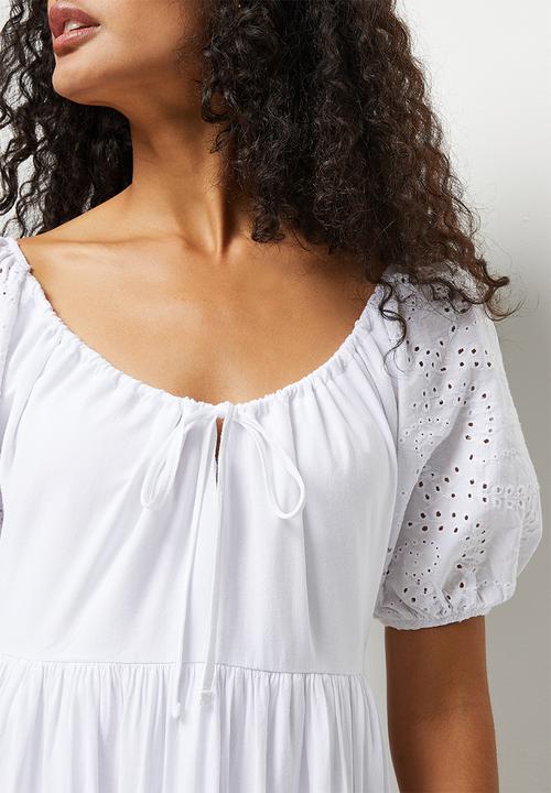 MILLA - Empire puff slv midi dress - white 