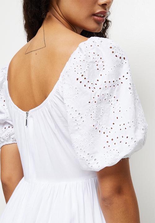 MILLA - Empire puff slv midi dress - white 