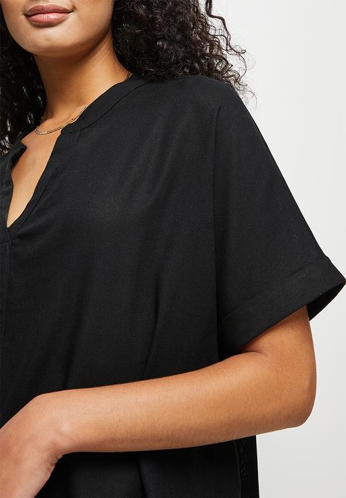 edit - Linen oversized boxy - black