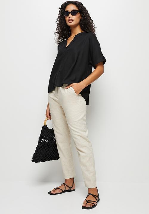 edit - Linen oversized boxy - black