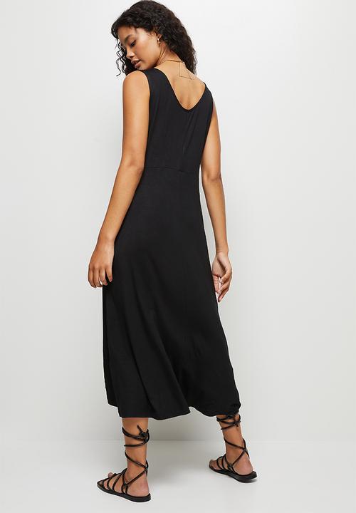 edit - Bamboo v-neck swing maxi dress - black