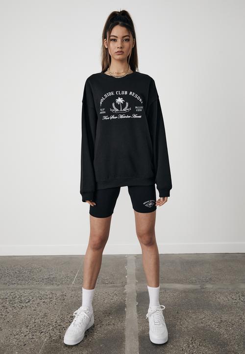 Factorie - Oversized graphic crew - black