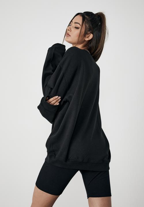 Factorie - Oversized graphic crew - black