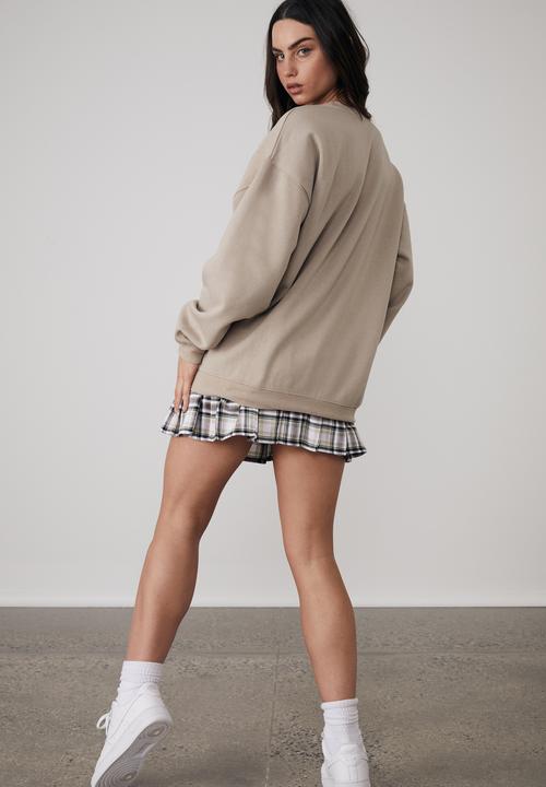 Factorie - Oversized graphic crew - brown mushroom