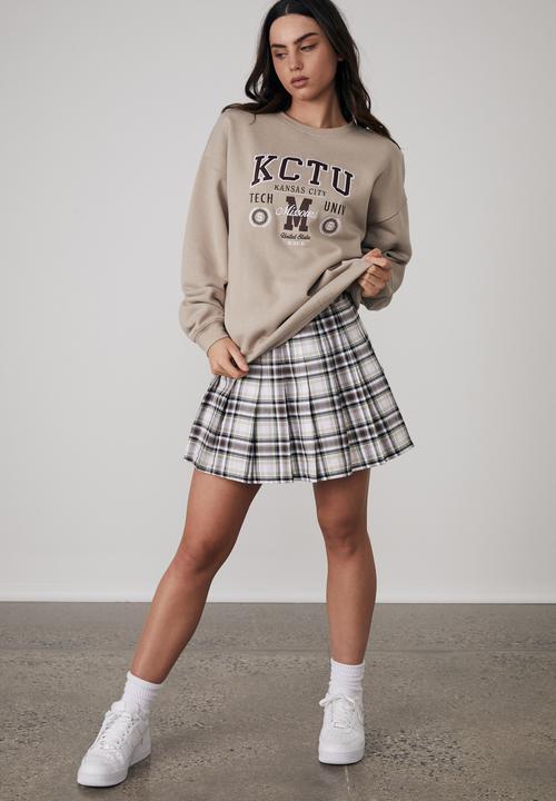 Factorie - Oversized graphic crew - brown mushroom