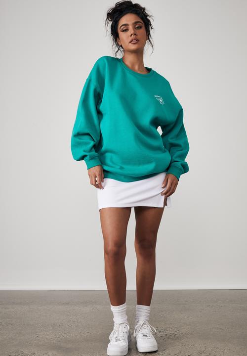 Factorie - Oversized graphic crew - clover green