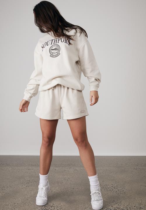 Factorie - Oversized graphic crew - light stone