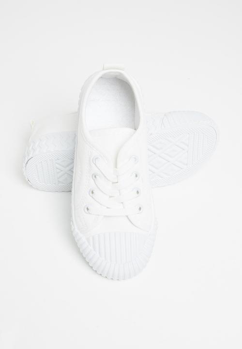 Pop Candy - Boys lace up casual sneaker - white