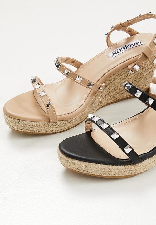 Madison® - Hazel studded espadrille wedge - black