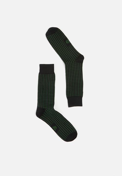 Jonathan D - Branded single pair socks - green & black 