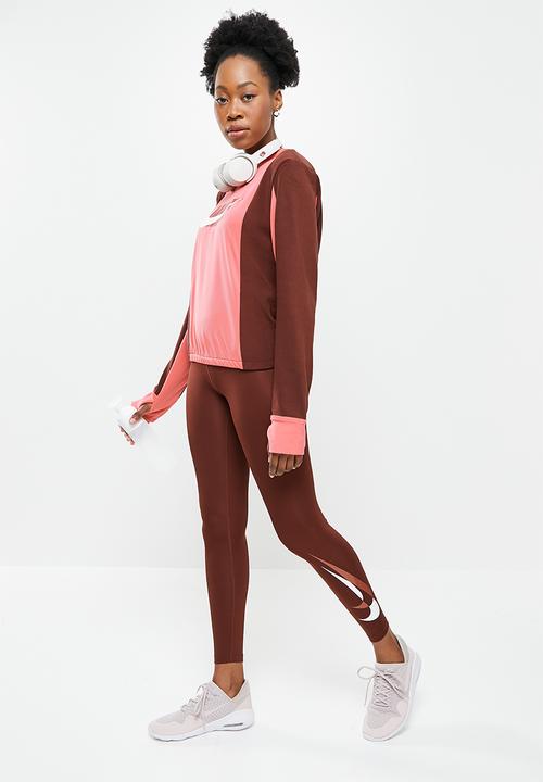 Nike - W nk df swsh run tight 7/8 - dark red