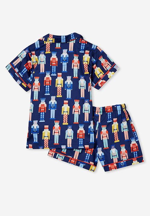 Cotton On - Riley kids unisex short sleeve pyjama set  - nutcracker xmas/indigo