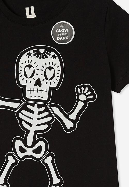 Cotton On - Stevie embellished tee - black/glow skeleton