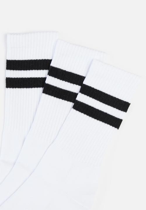 Cotton On - 3 pack active socks - sport stripe white/black