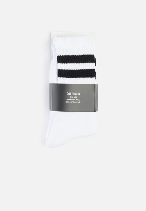 Cotton On - 3 pack active socks - sport stripe white/black