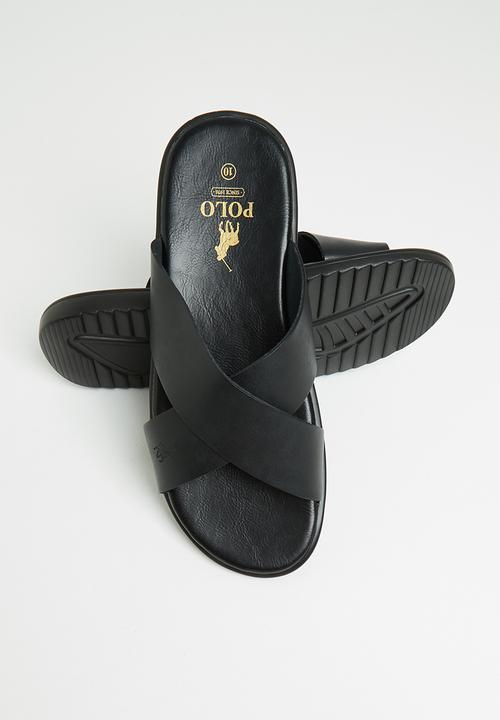POLO - Greyson crossover multi leather sandal - black