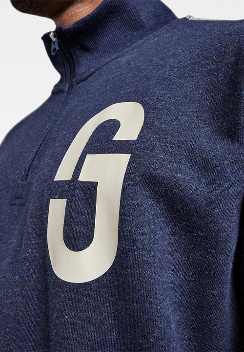 G-STAR - Gs logo half zip r sw - sartho blue htr