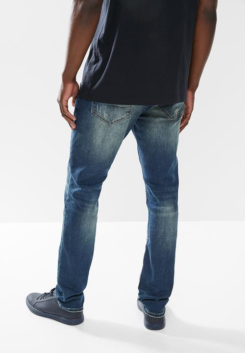 Cutty - Electron rip & repair slim fit jeans - indigo