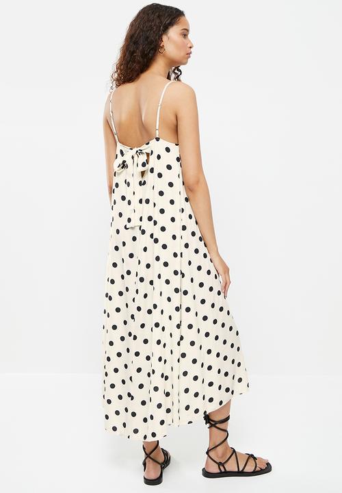 Vero Moda - Nora new singlet calf dress - birch black dots