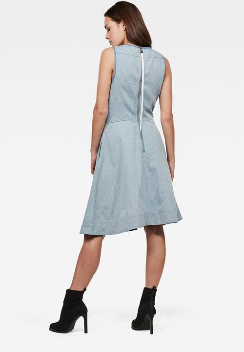 G-STAR - Fit and flare sleevelsess dress - rinsed