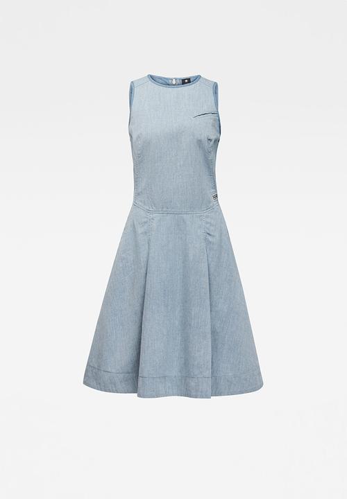 G-STAR - Fit and flare sleevelsess dress - rinsed