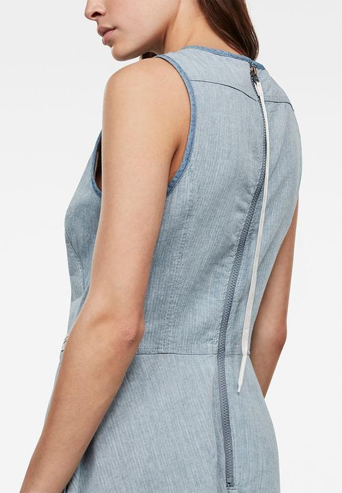 G-STAR - Fit and flare sleevelsess dress - rinsed