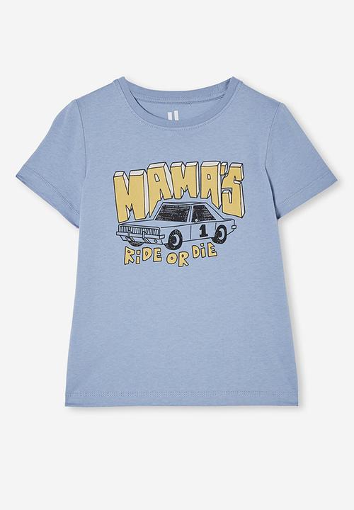 Cotton On - Max tee - dusty blue/mamas ride or die