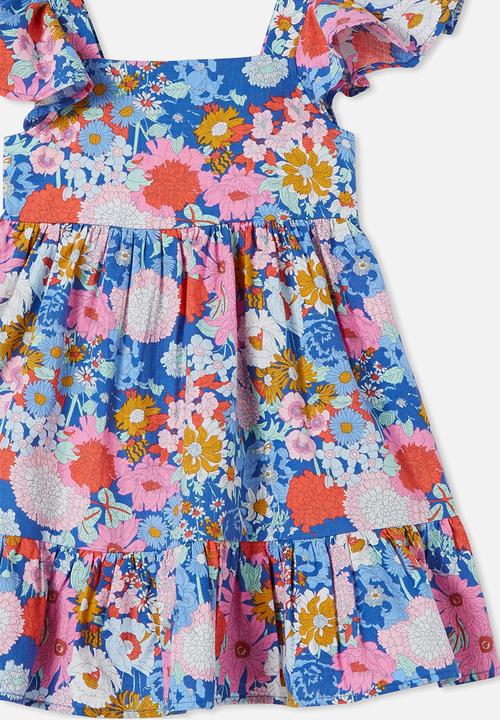 Cotton On - Cady short sleeve dress  - cobalt blue/boho floral