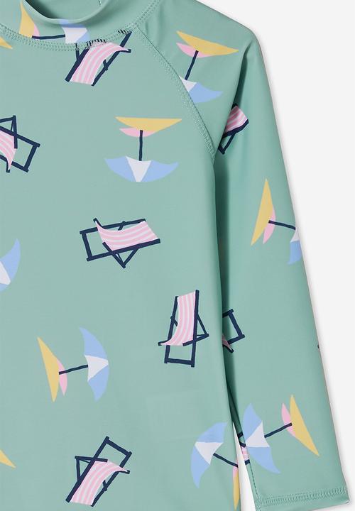 Cotton On - Flynn raglan rash vest - smashed avo/umbrella