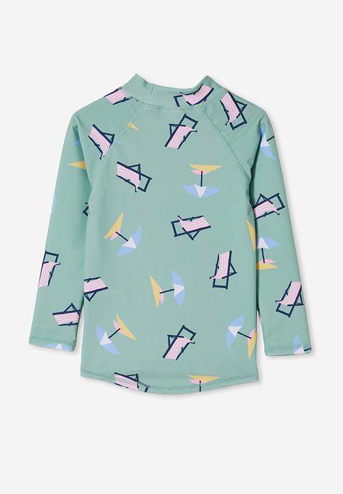 Cotton On - Flynn raglan rash vest - smashed avo/umbrella