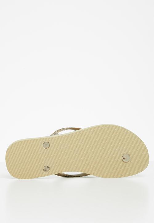 Havaianas - Slim logo metallic - sand & golden light met
