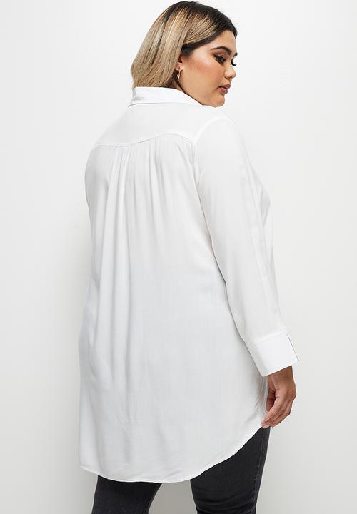 edit Plus - Longline collar shirt - milk