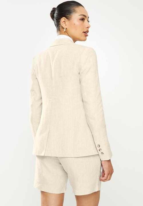 POLO - Palesa linen suit blazer - stone