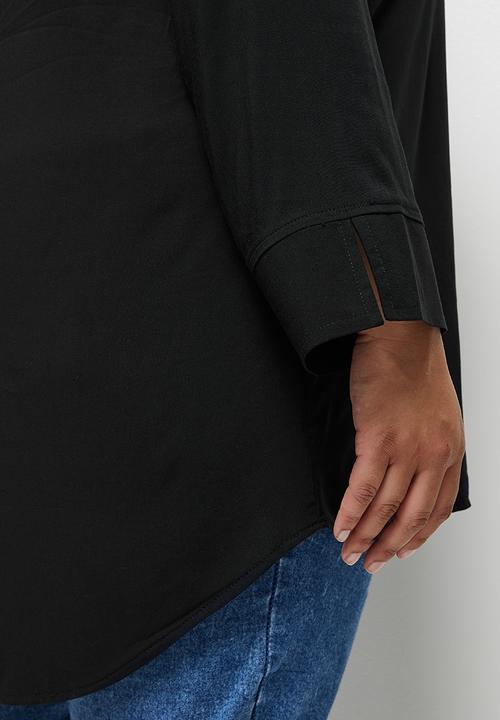 edit Plus - Longline collar shirt - black