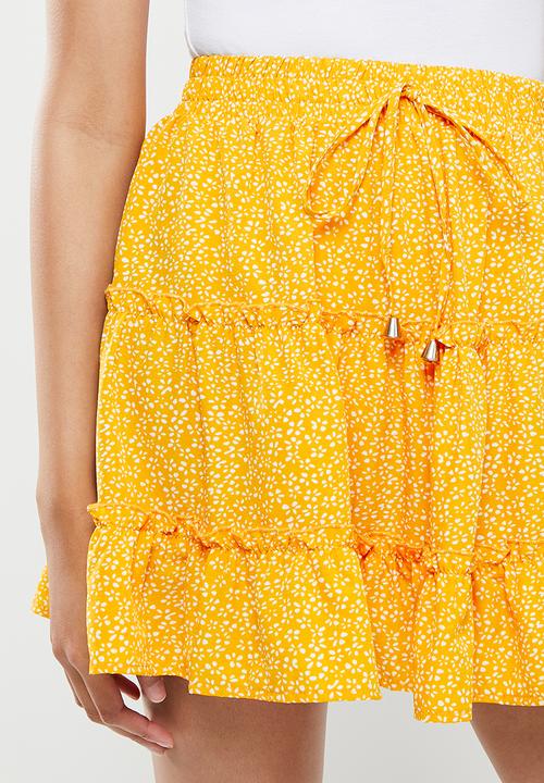 dailyfriday - Tiered mini skirt - mustard
