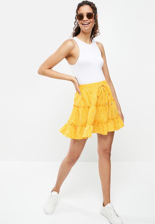 dailyfriday - Tiered mini skirt - mustard