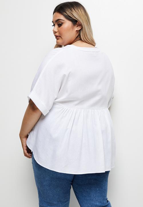 edit Plus - Linen blend boxy blouse - milk