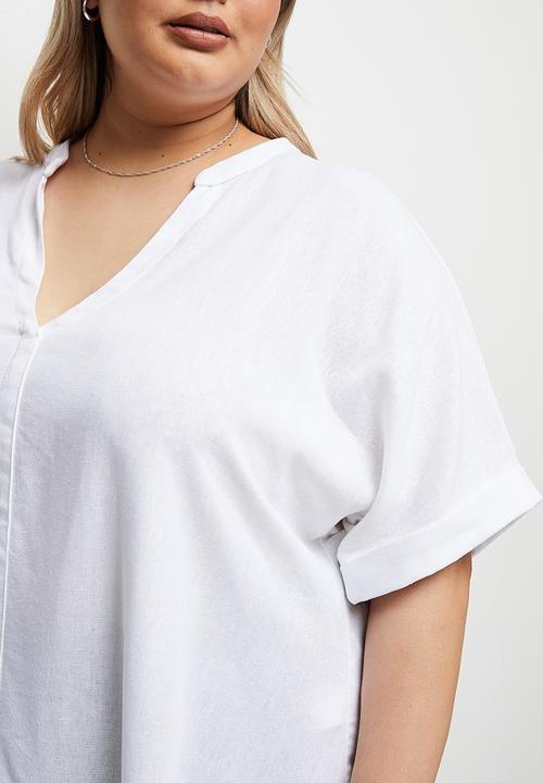 edit Plus - Linen blend boxy blouse - milk