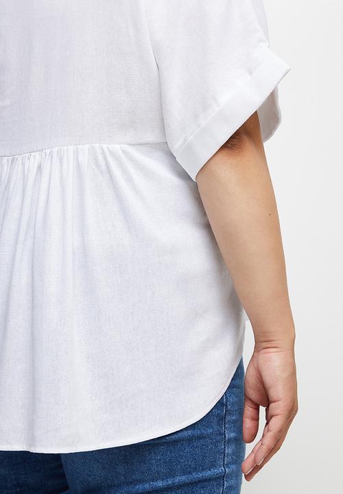 edit Plus - Linen blend boxy blouse - milk