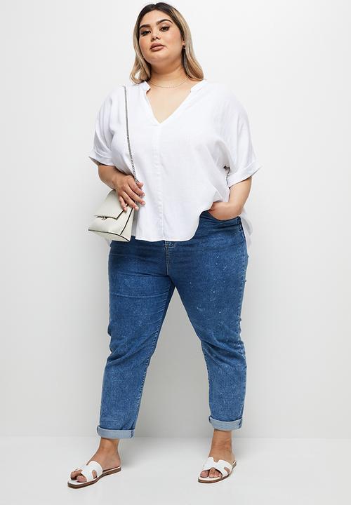 edit Plus - Linen blend boxy blouse - milk