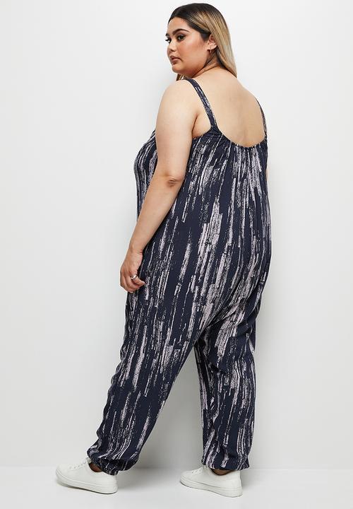edit Plus - Easy fitting jumpsuit - navy paintbrush