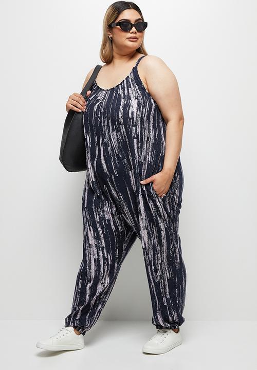 edit Plus - Easy fitting jumpsuit - navy paintbrush