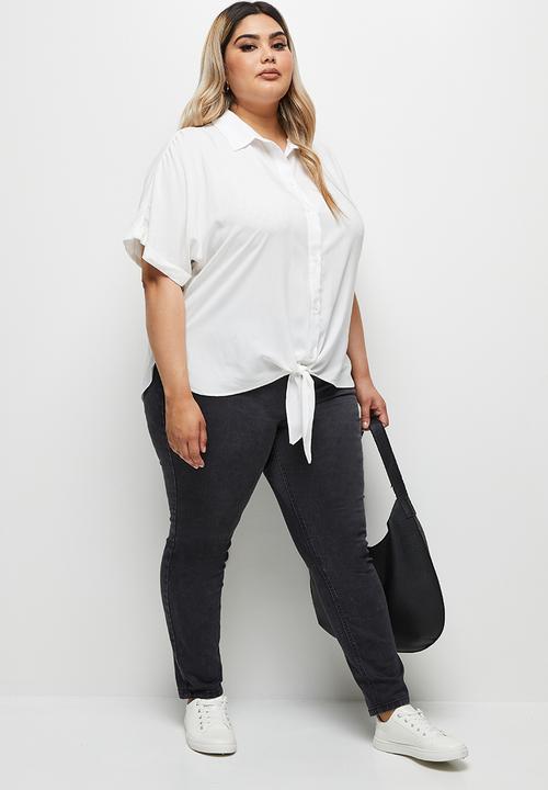 edit Plus - Dip hem blouse - white