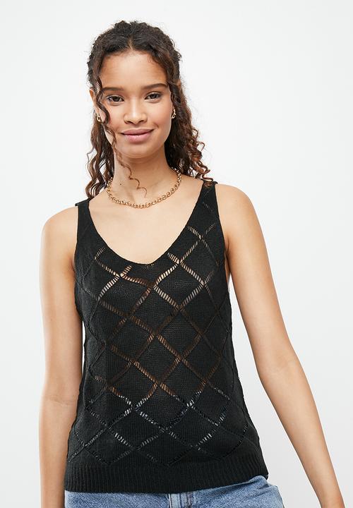 dailyfriday - Low v-neck cami - black